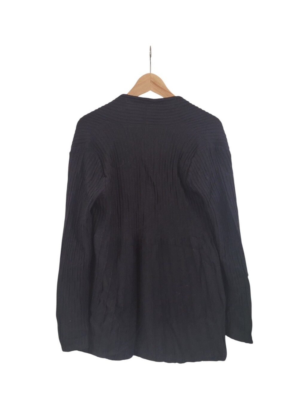 NWOT Eileen Fisher Black 100% Wool Lightweight Cardigan Sweater Medium - Picture 5 of 7